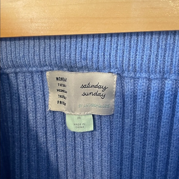 anthropologie Blue Ribbed Cardigan Set - Picture 6 of 6